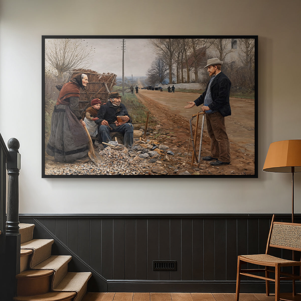 People by a Road, 1893 - Floater Framed Canvas Print