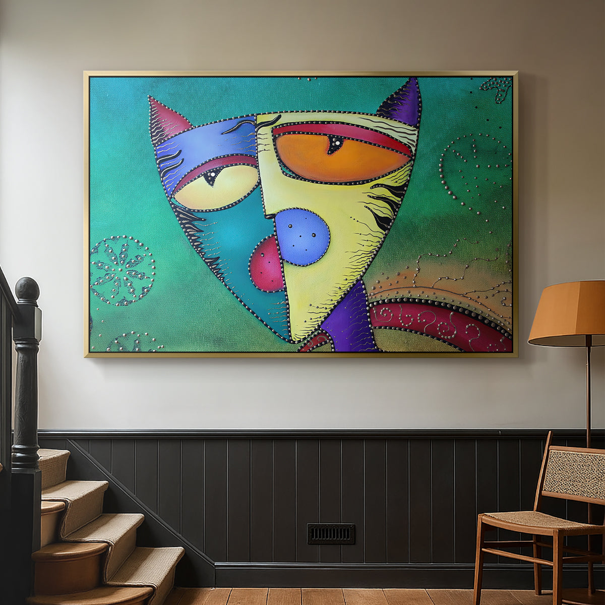 Celestial Cat - Floater Framed Canvas Print