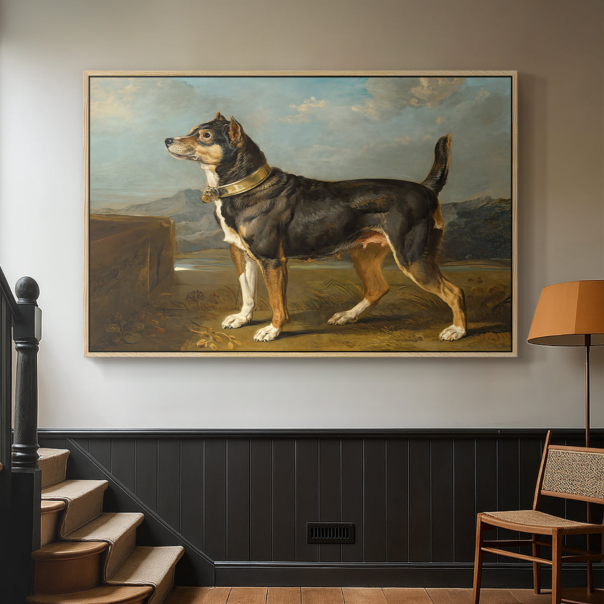 A Terrier in a Landscape, c. 1811 - Floater Framed Canvas Print
