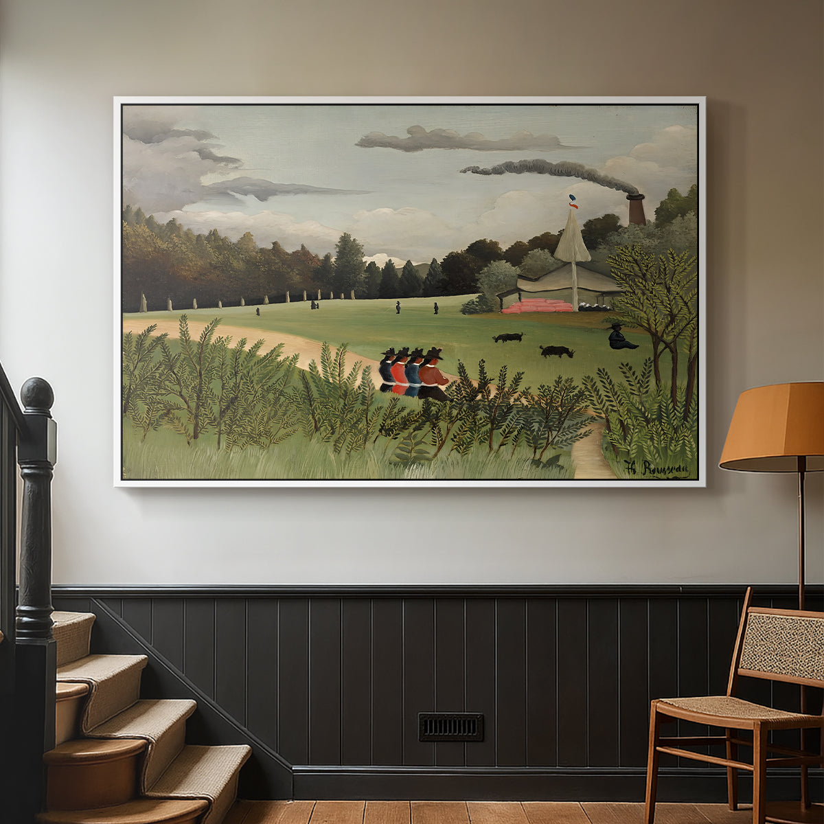 The Chair Factory at Alfortville, 1897 - Floater Framed Canvas Print