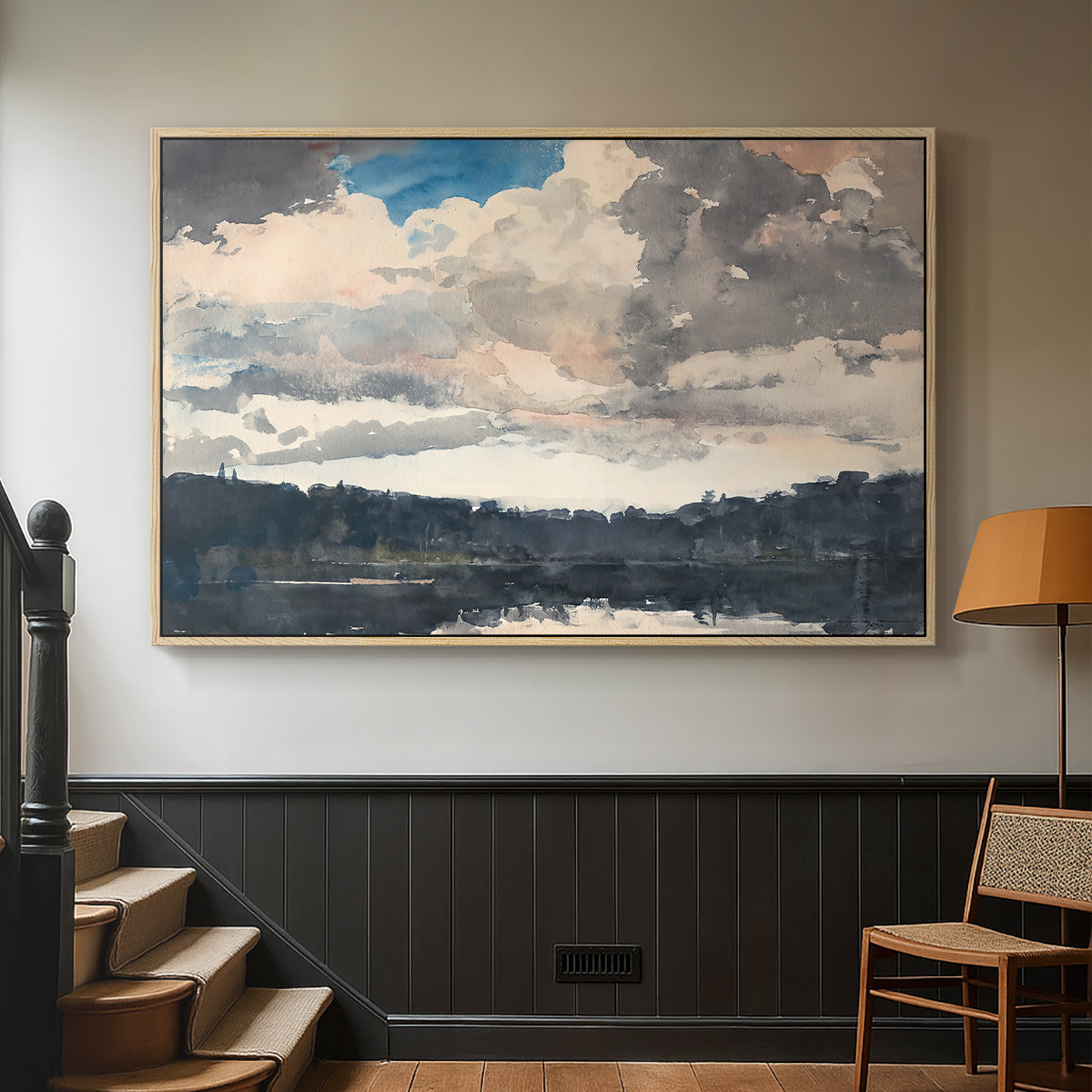 The Lone Boat, North Woods Club, Adirondacks, 1892 - Floater Framed Canvas Print