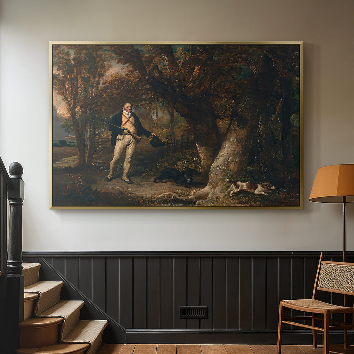 The Reverend Thomas Levett and Favourite Dogs, Cock-Shooting, 1811 - Floater Framed Canvas Print