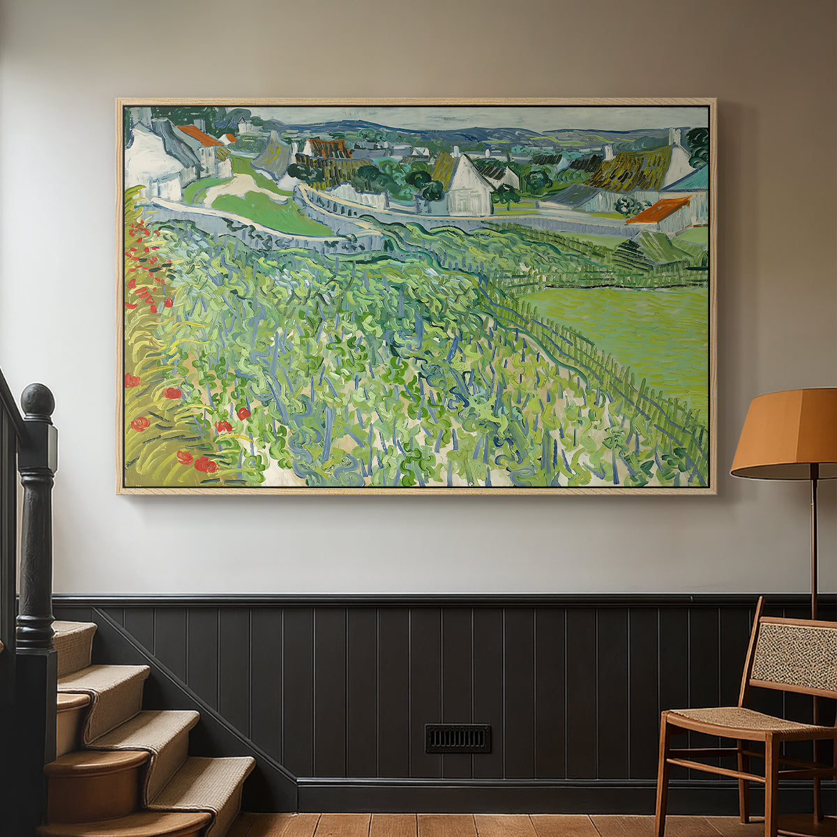 Vineyards at Auvers, 1890 - Floater Framed Canvas Print