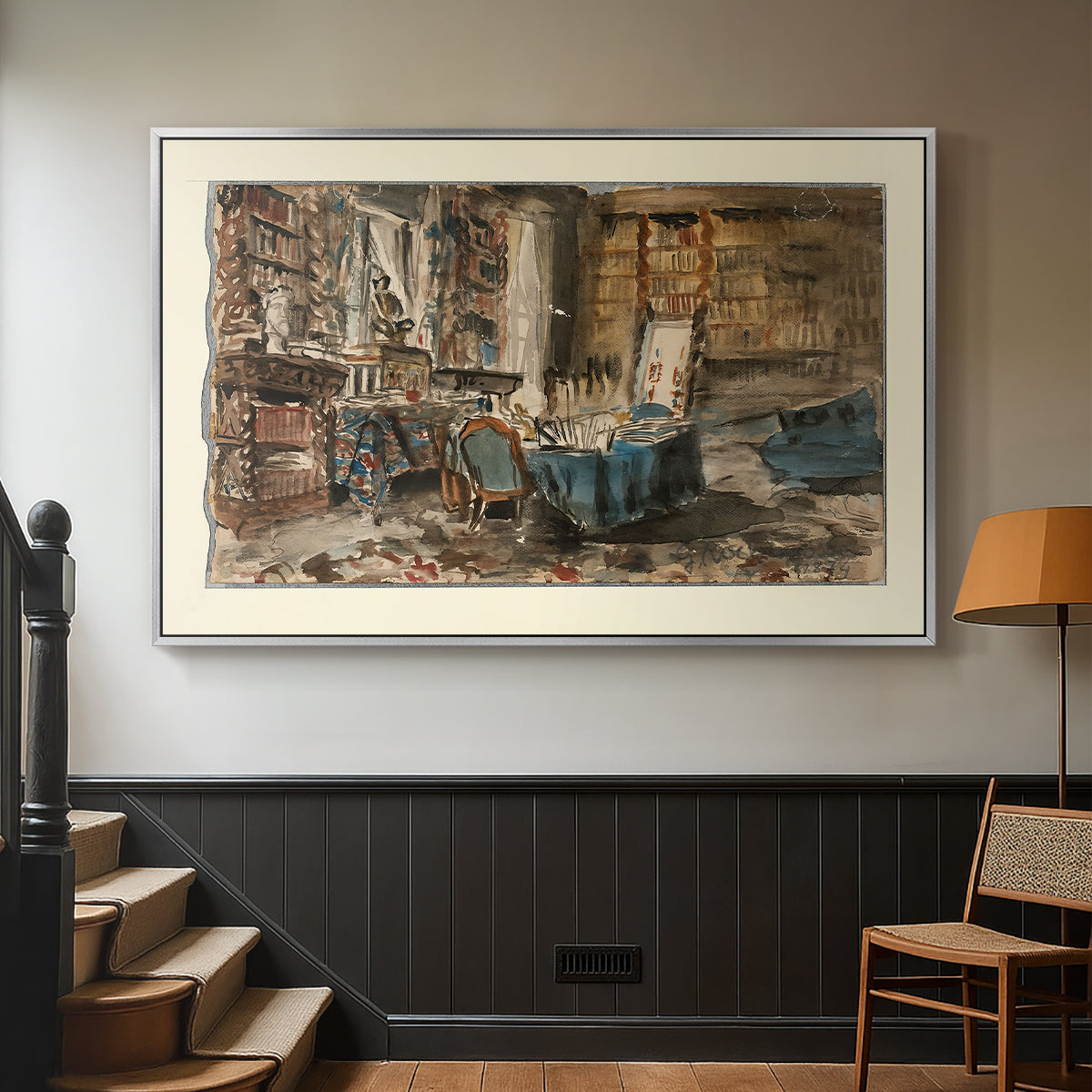 Cabinet de Flaubert à Croisset, 1874 - Floater Framed Canvas Print