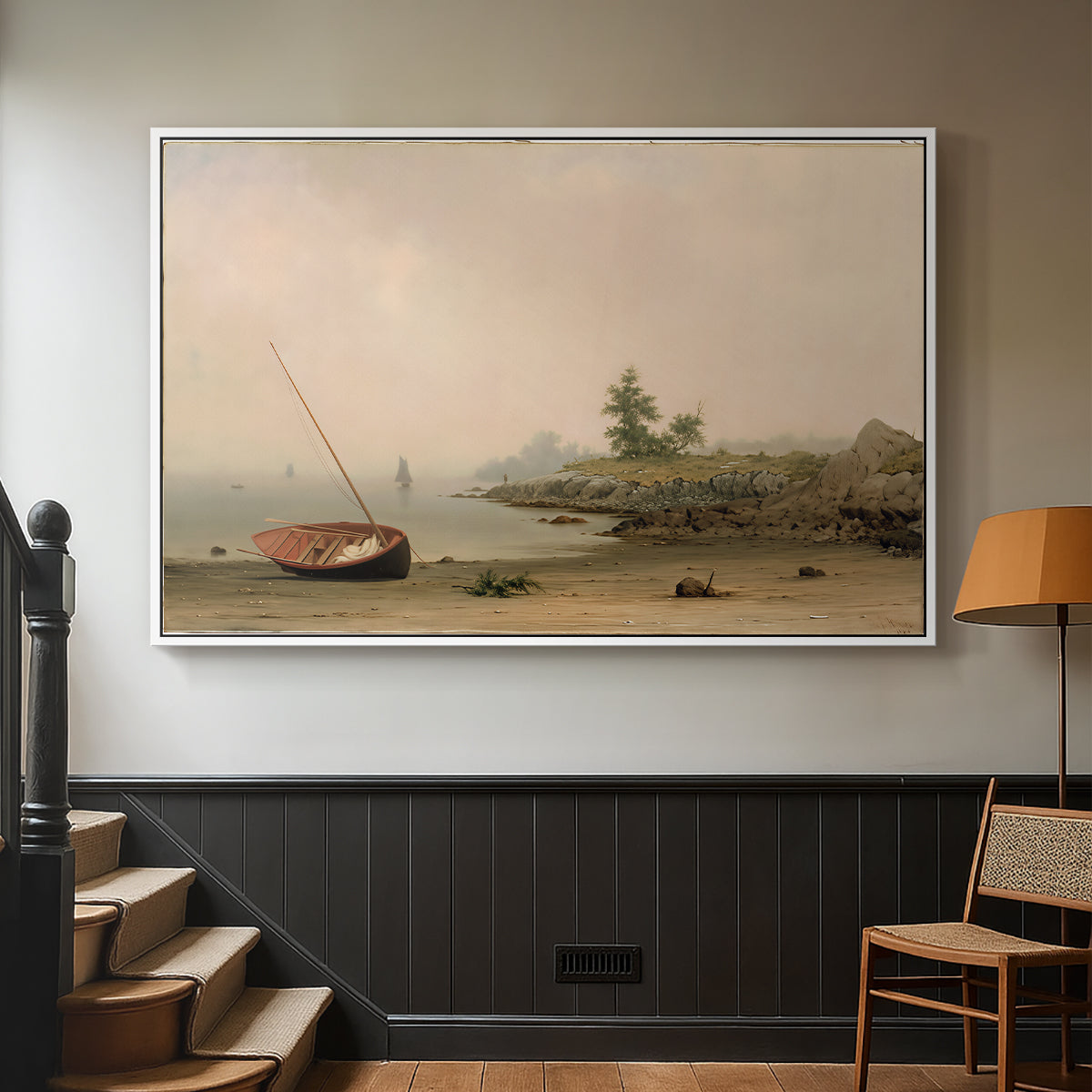 The Stranded Boat, 1863 - Floater Framed Canvas Print
