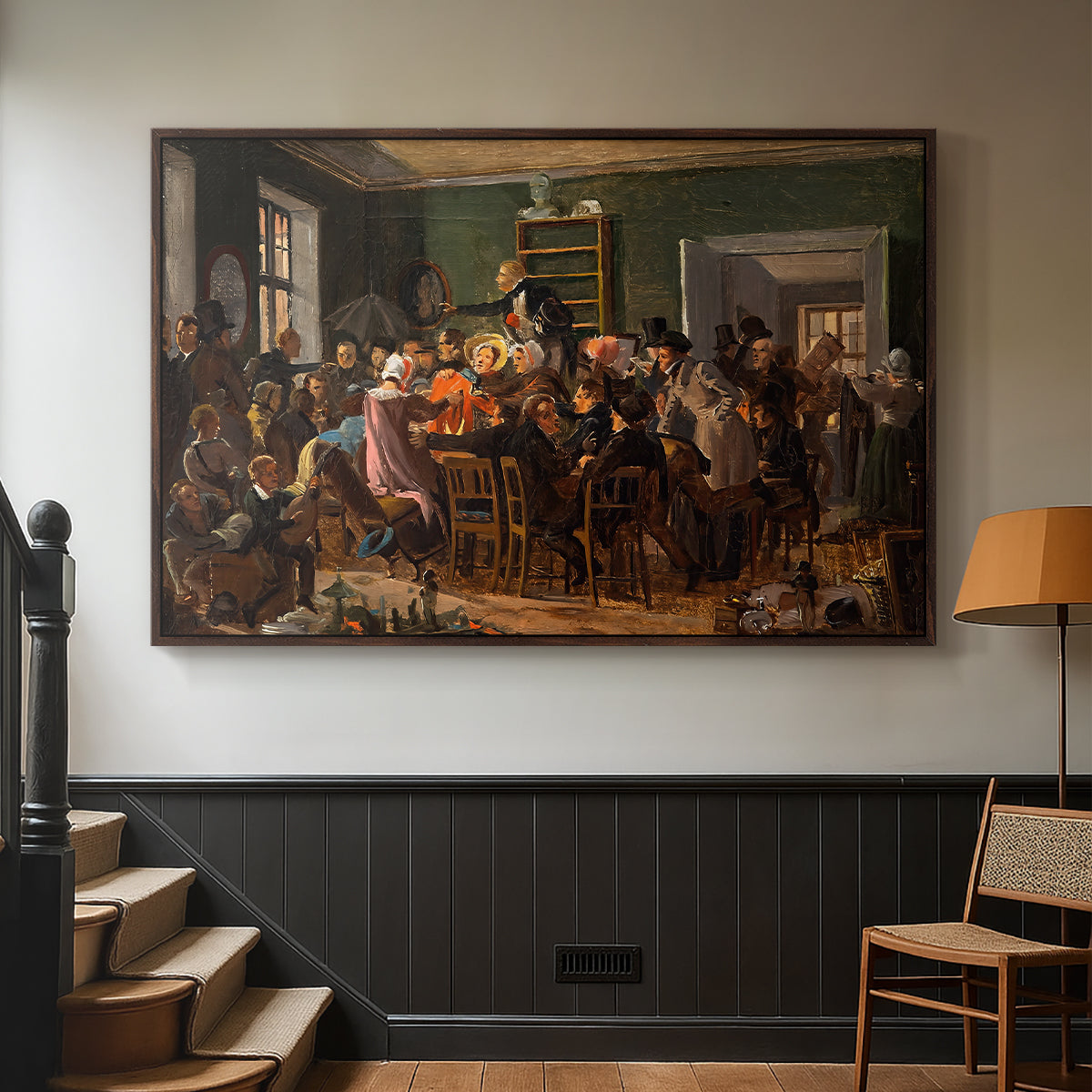 An Auction Scene, 1835 - Floater Framed Canvas Print