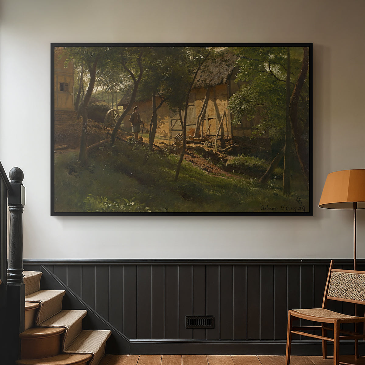 German Farm, 1859 - Floater Framed Canvas Print