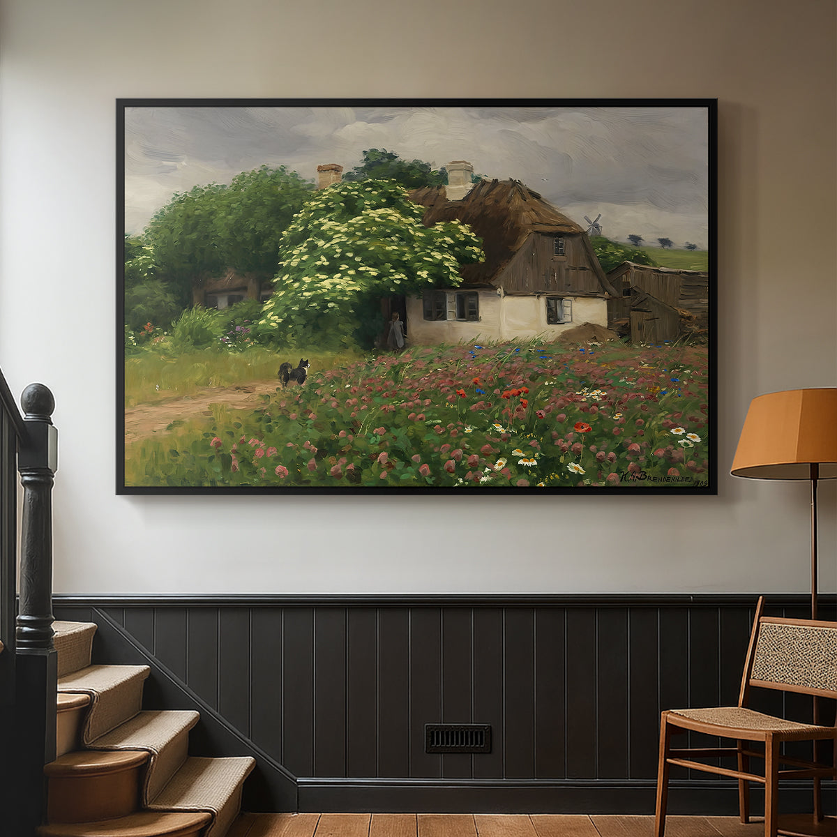 Farmhouse with Meadow Flowers, 1909 - Floater Framed Canvas Print