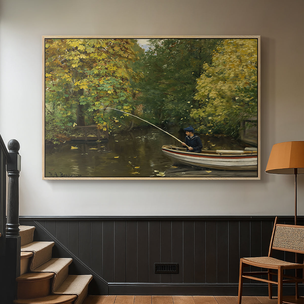 Fishing Boy, c. 1890 - Floater Framed Canvas Print