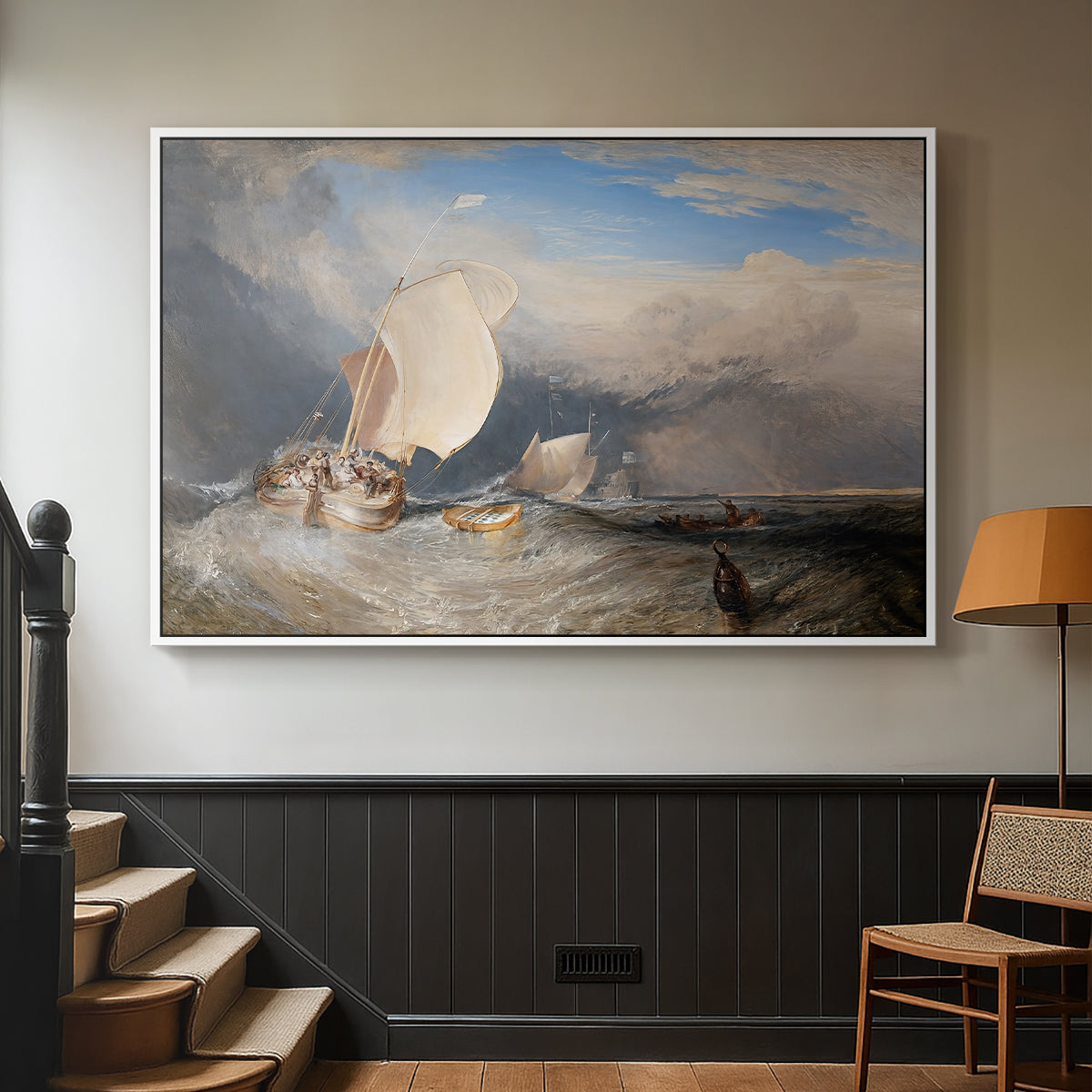 Fishing Boats with Hucksters Bargaining for Fish, 1837-1838 - Floater Framed Canvas Print