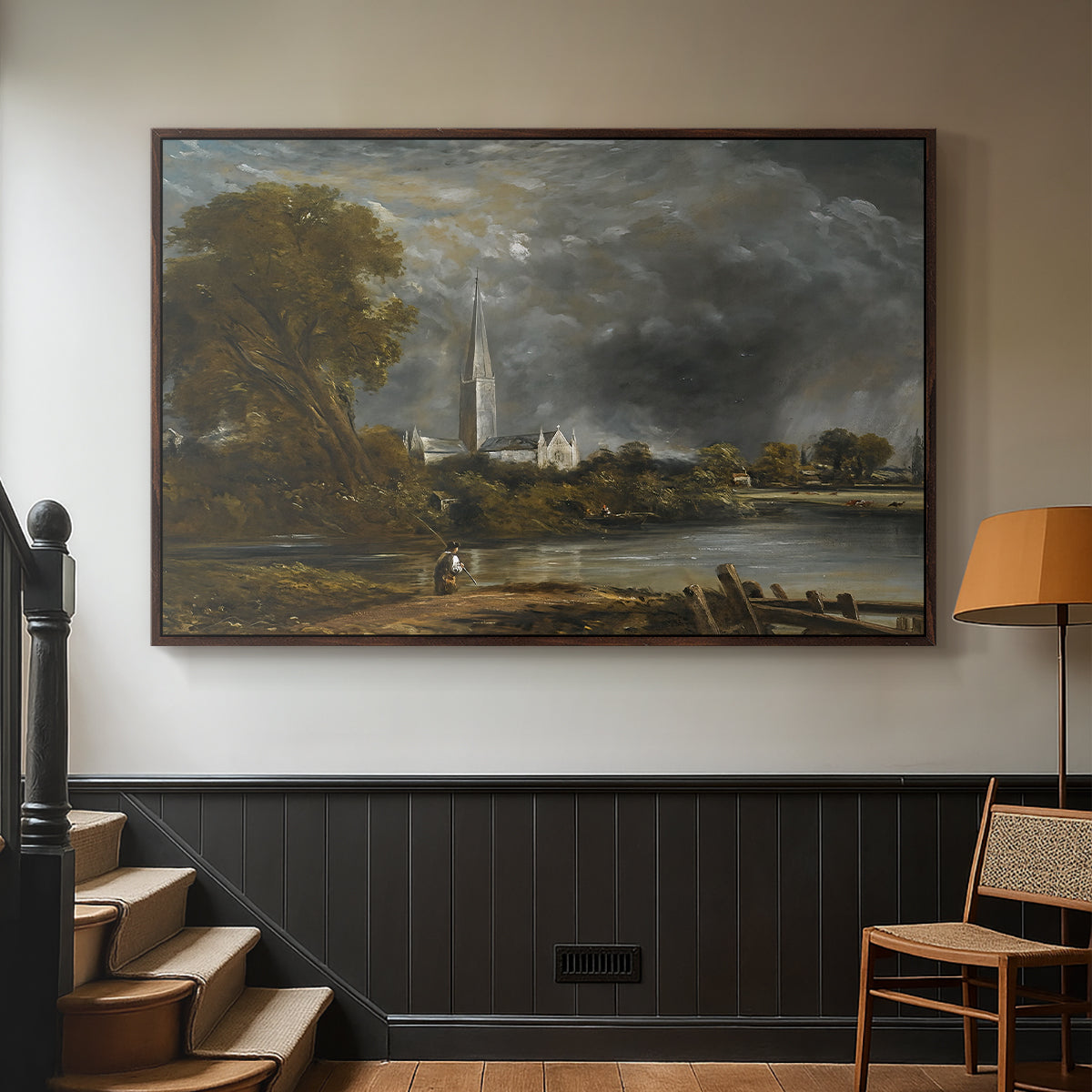 Salisbury Cathedral from the Meadows, c. 1831 - Floater Framed Canvas Print