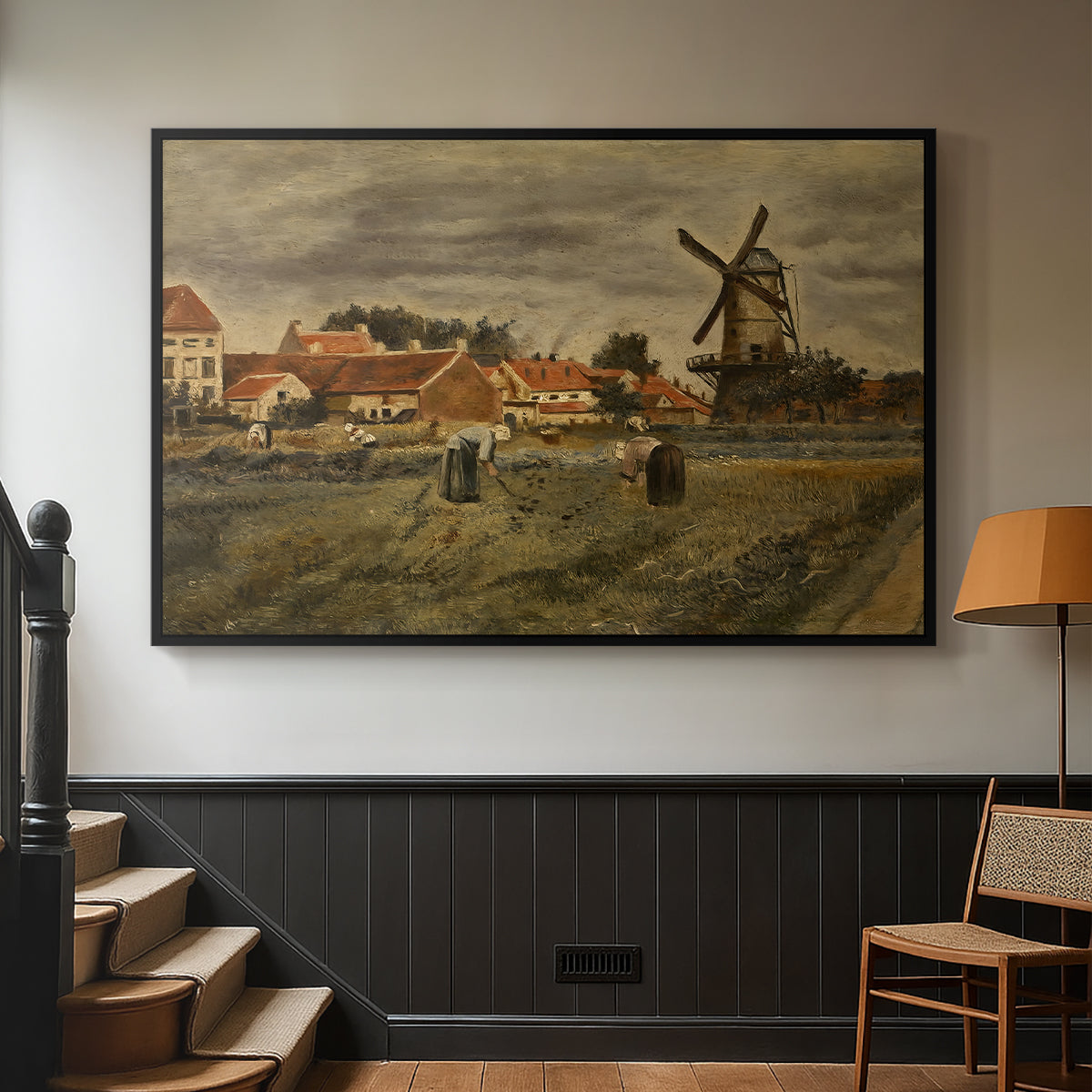 The Potato Harvest, c. 1875 - Floater Framed Canvas Print