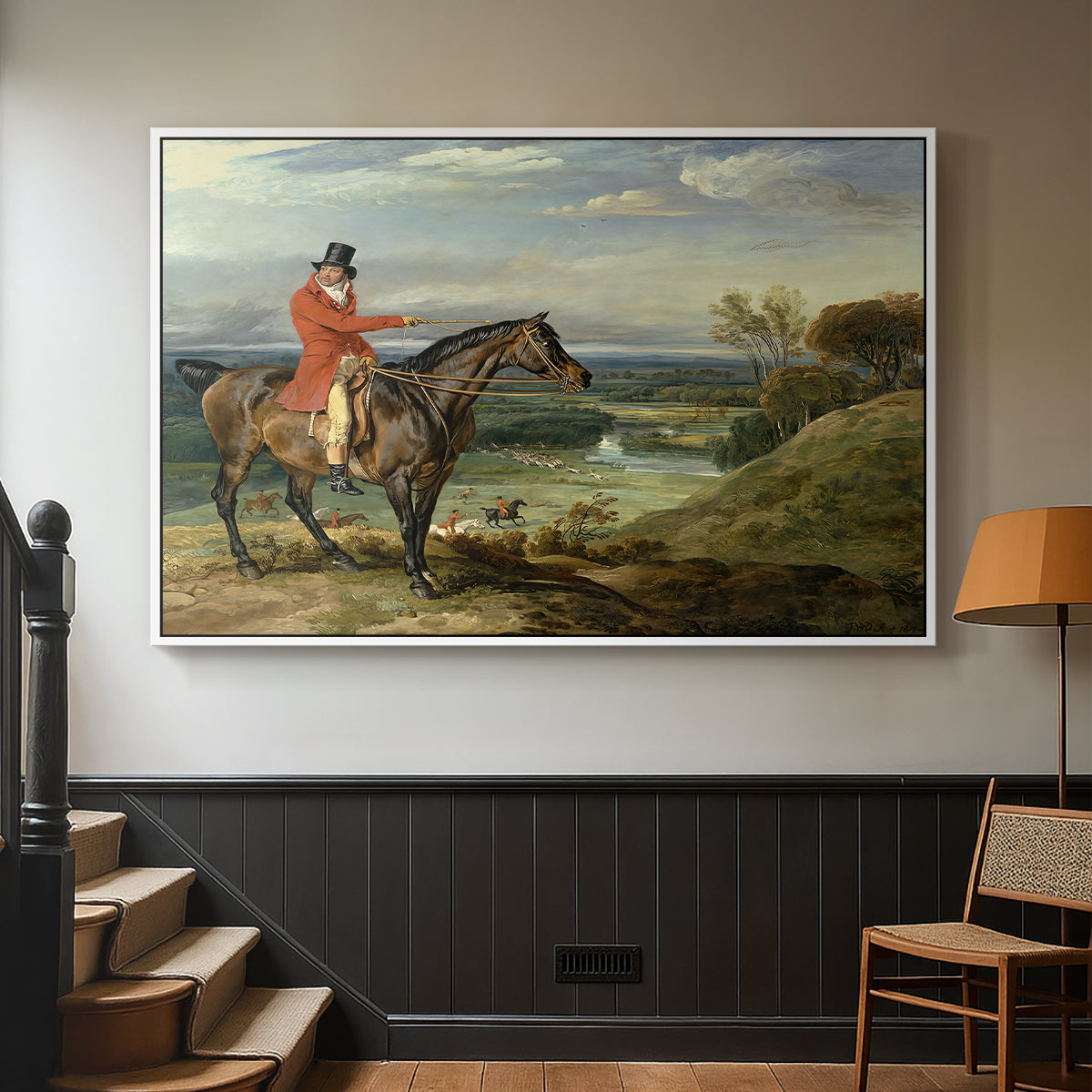 John Levett Hunting at Wychnor, Staffordshire, 1818 - Floater Framed Canvas Print
