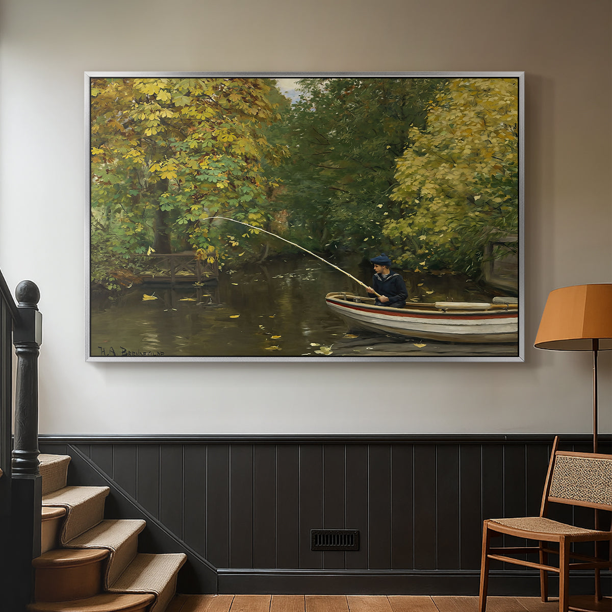 Fishing Boy, c. 1890 - Floater Framed Canvas Print