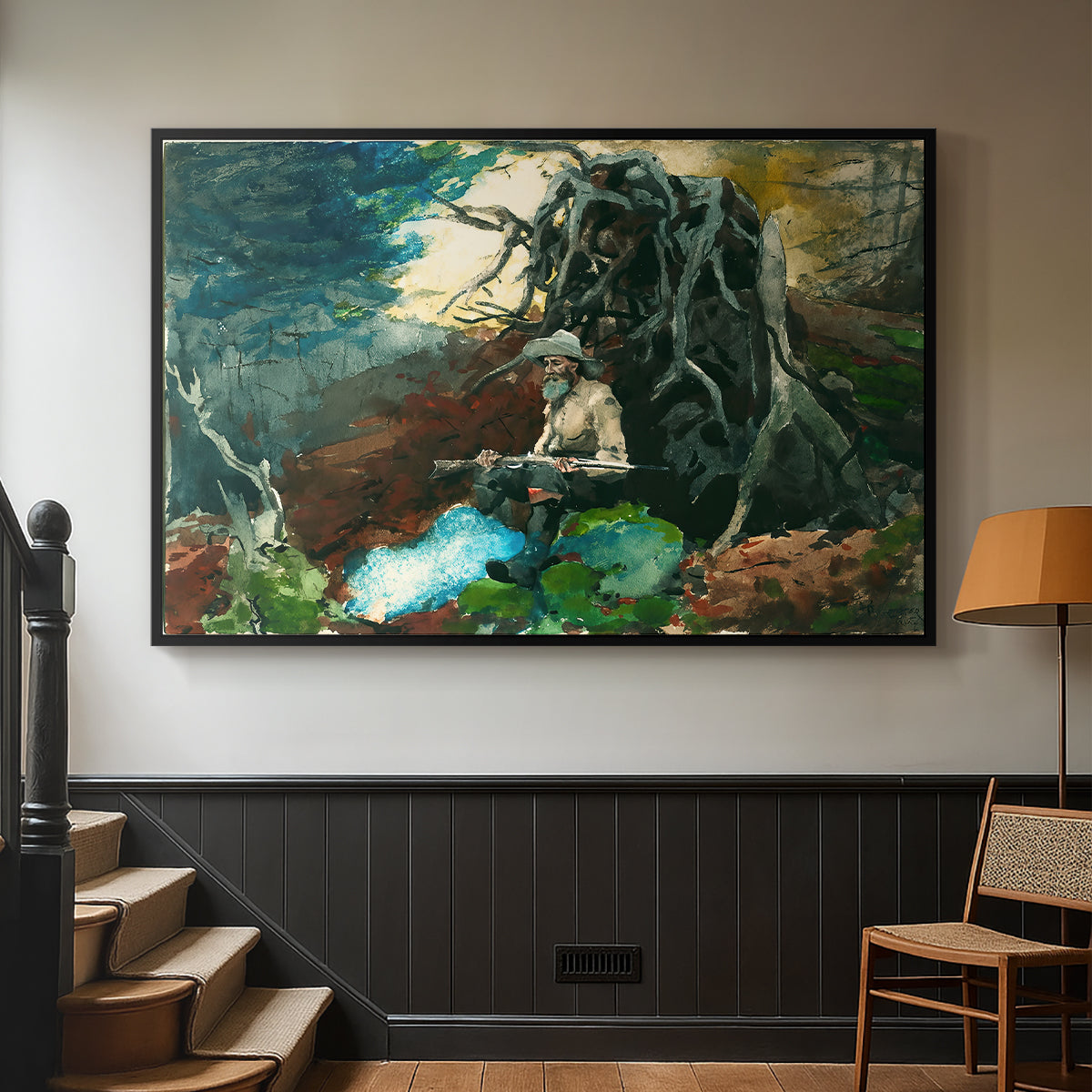 Campfire, Adirondacks, 1892 - Floater Framed Canvas Print