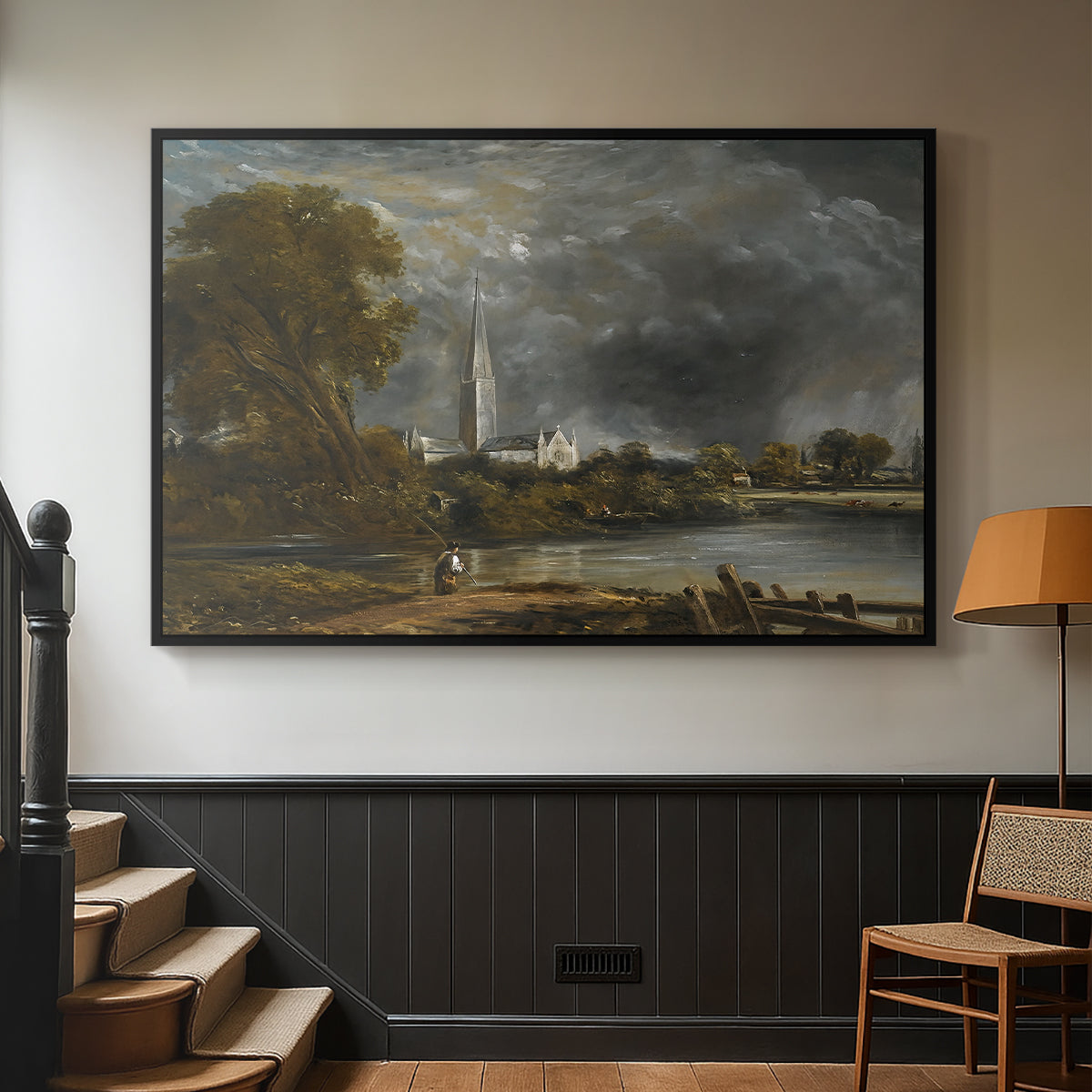 Salisbury Cathedral from the Meadows, c. 1831 - Floater Framed Canvas Print