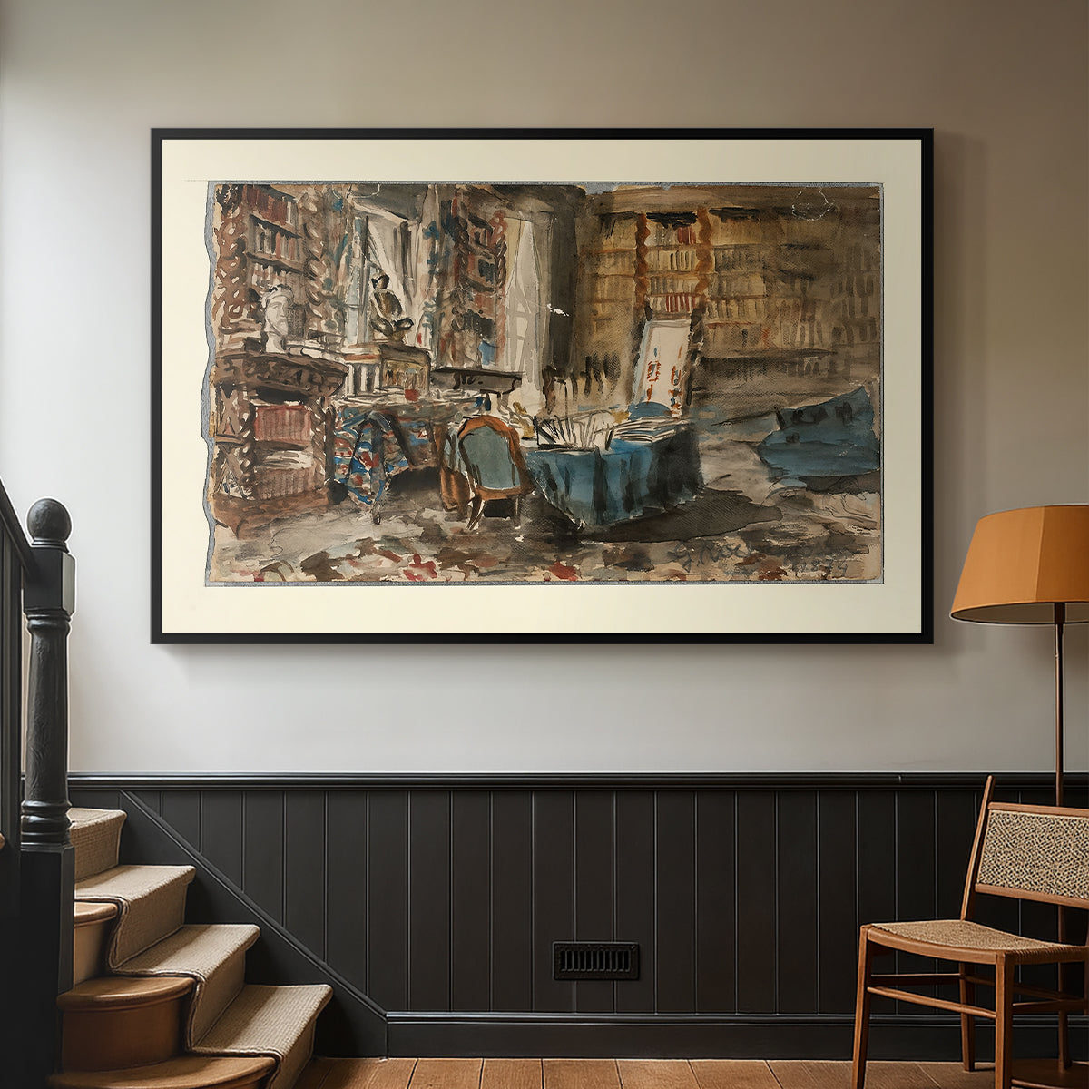 Cabinet de Flaubert à Croisset, 1874 - Floater Framed Canvas Print