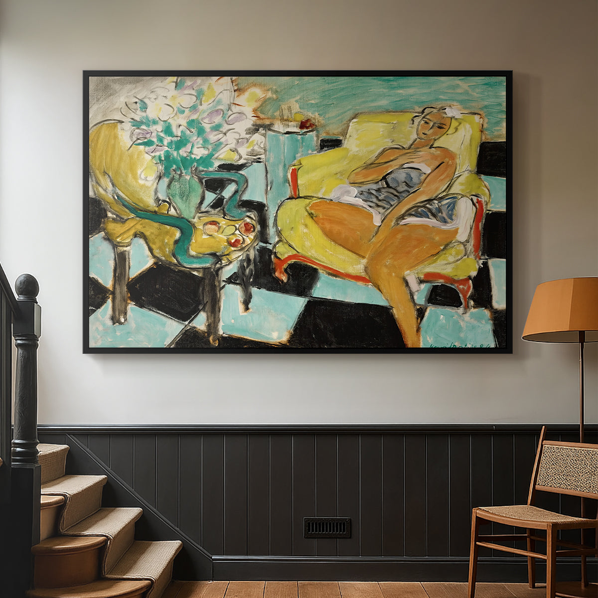 Seated Woman with Flower, 1942 - Floater Framed Canvas Print