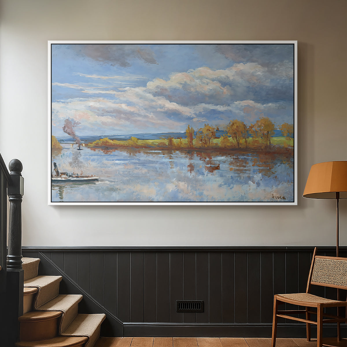 The Banks of the River Seine, 1893 - Floater Framed Canvas Print