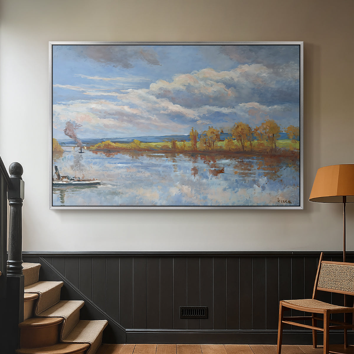 The Banks of the River Seine, 1893 - Floater Framed Canvas Print