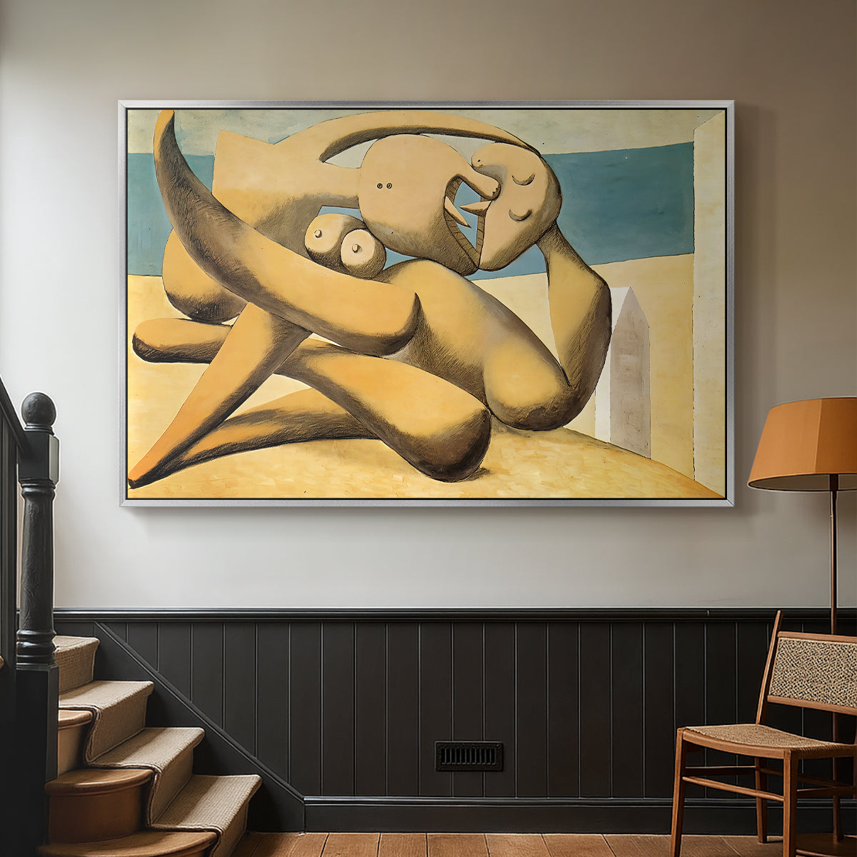 Figures at the Seaside (The Kiss), 1931 - Floater Framed Canvas Print