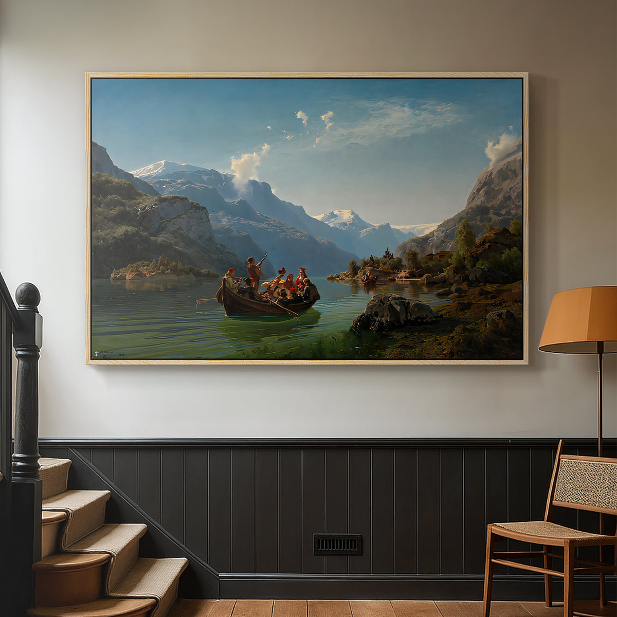 Bridal Procession on the Hardangerfjord, 1848 - Floater Framed Canvas Print