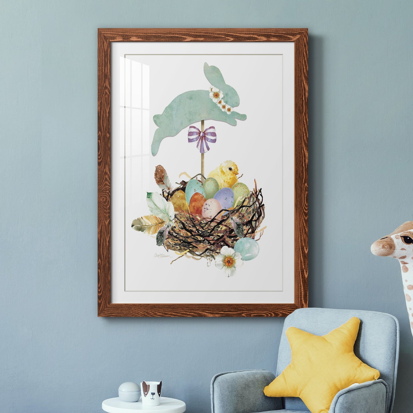 Bunny Hop - Premium Framed Print - Distressed Barnwood Frame - Ready to Hang