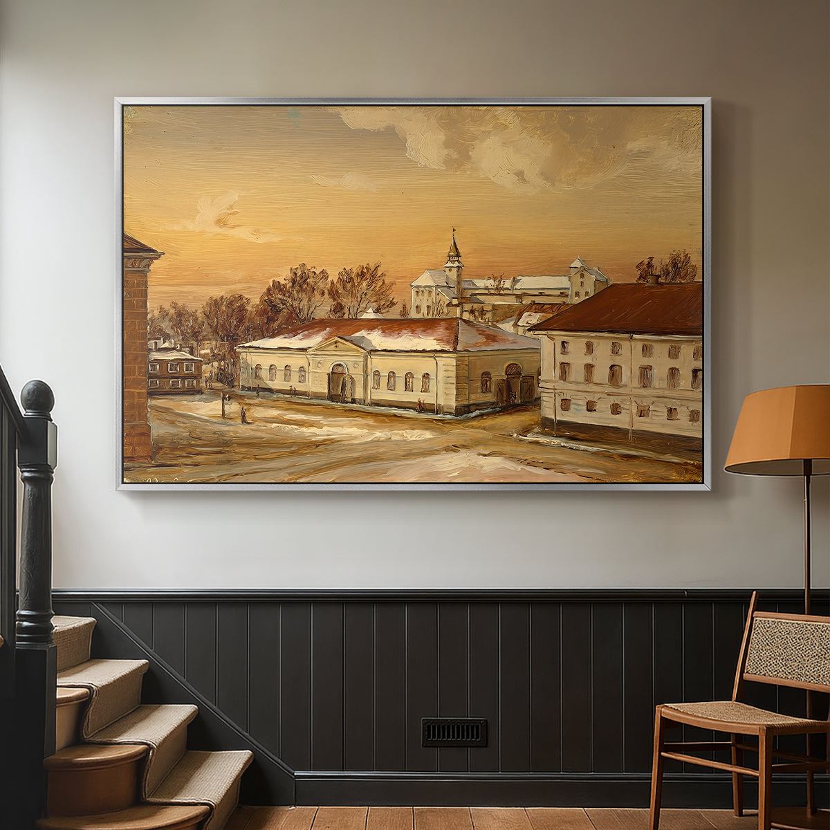 The Riding School at Akershus Castle, 1846 - Floater Framed Canvas Print