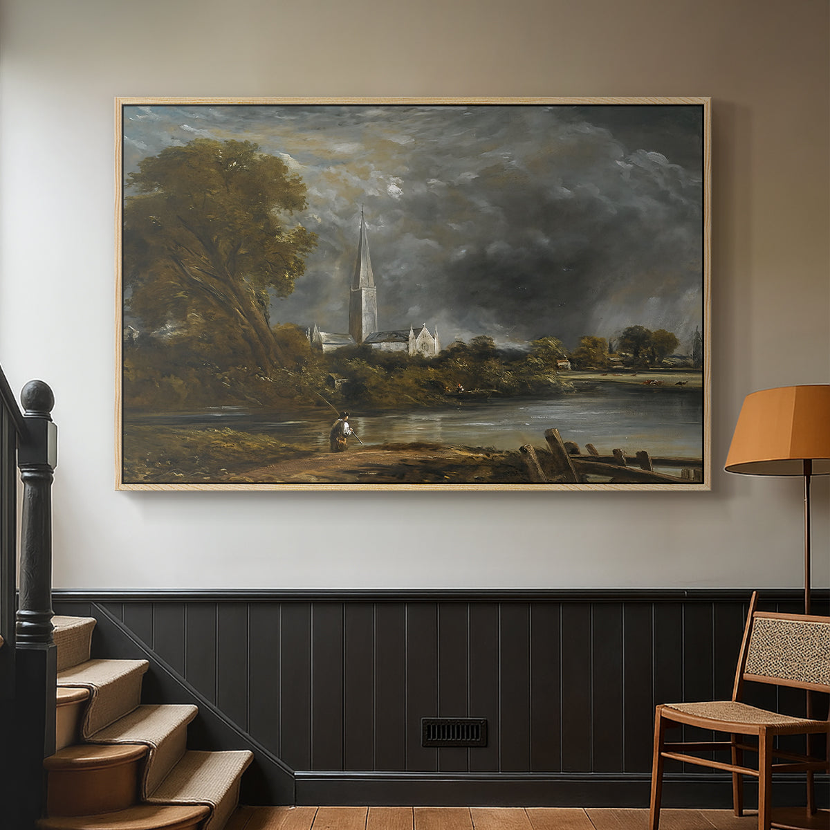Salisbury Cathedral from the Meadows, c. 1831 - Floater Framed Canvas Print