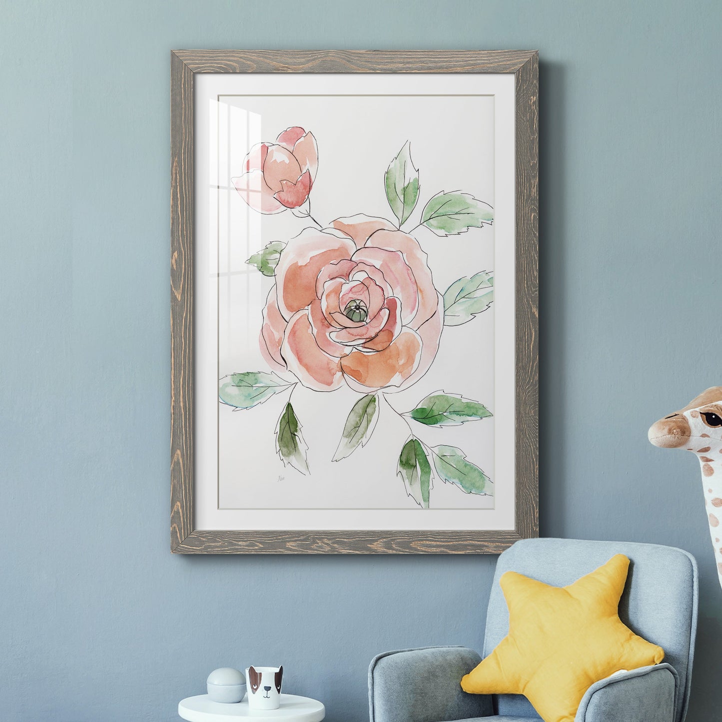 Rose Contour - Barnwood Framed Art Print