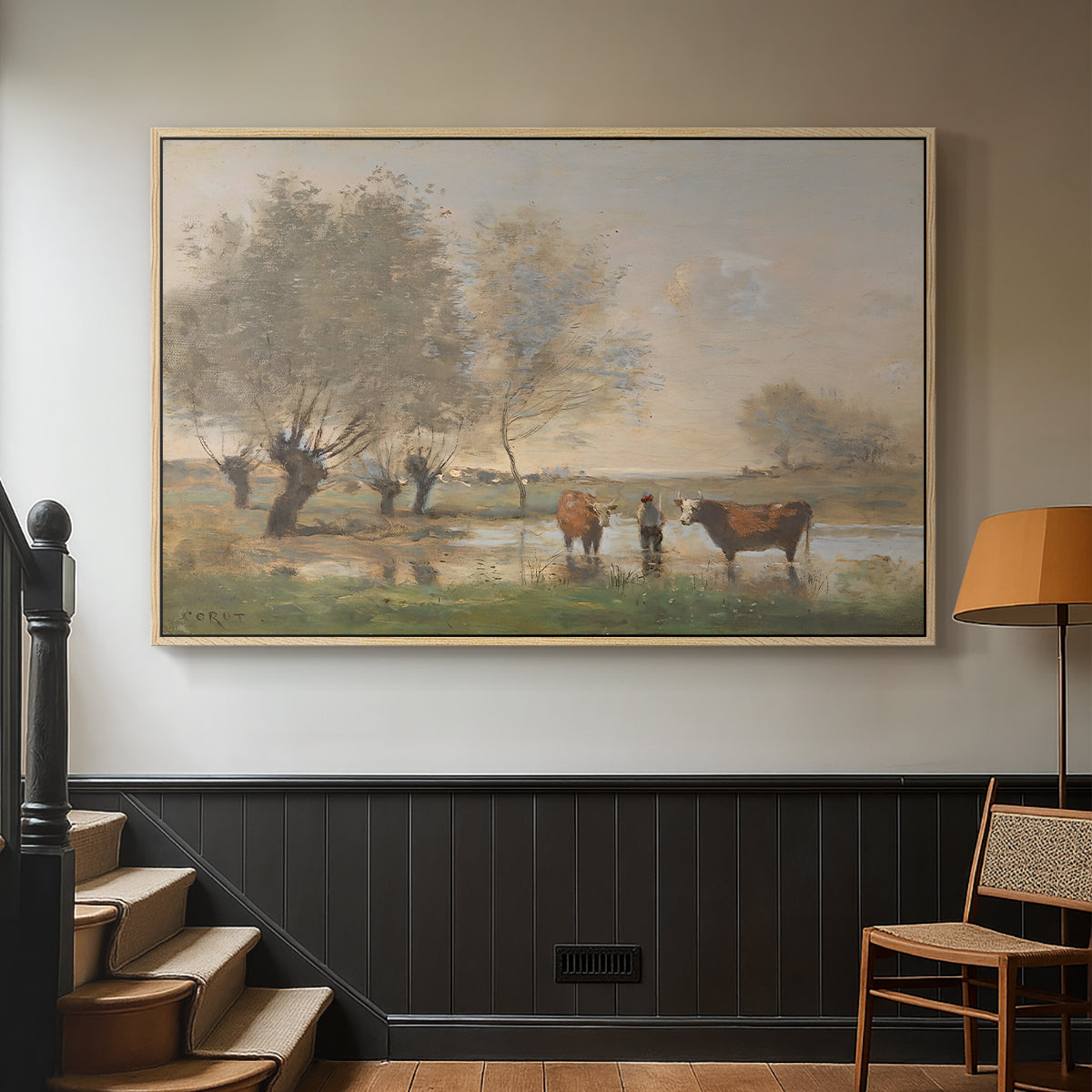 Cows in a Marshy Landscape, c. 1873-1874 - Floater Framed Canvas Print