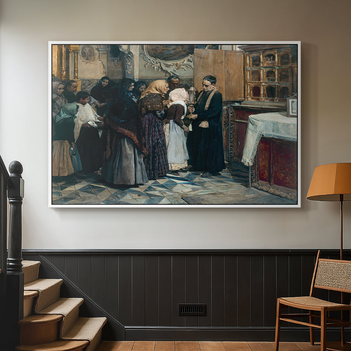 Kissing the Relic, 1893 - Floater Framed Canvas Print