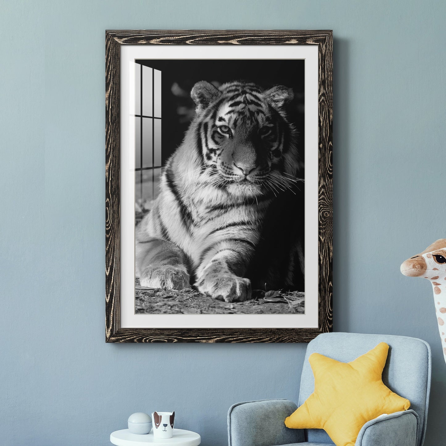 Tiger Repose - Premium Framed Print - Distressed Barnwood Frame - Ready to Hang