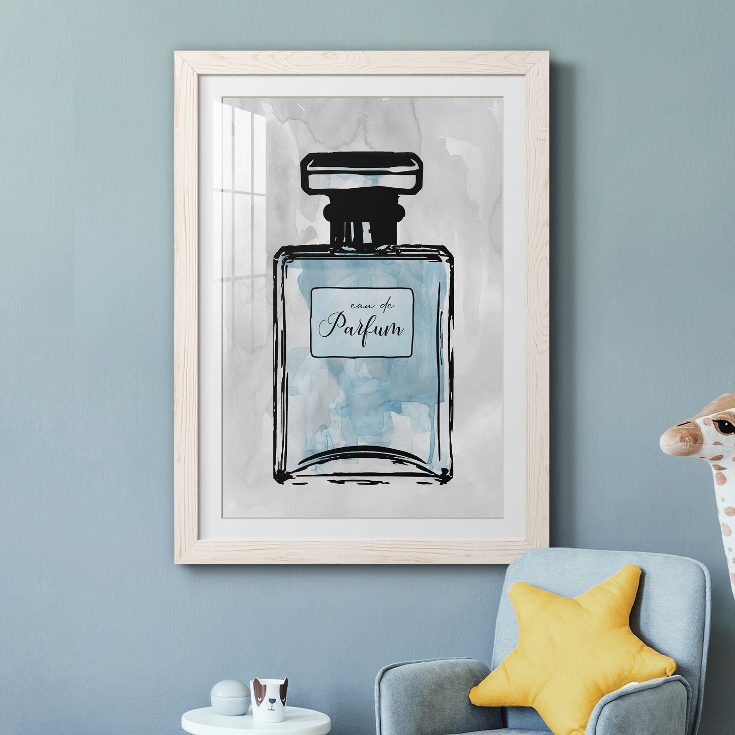 Blue Wash Perfume - Premium Framed Print - Distressed Barnwood Frame - Ready to Hang