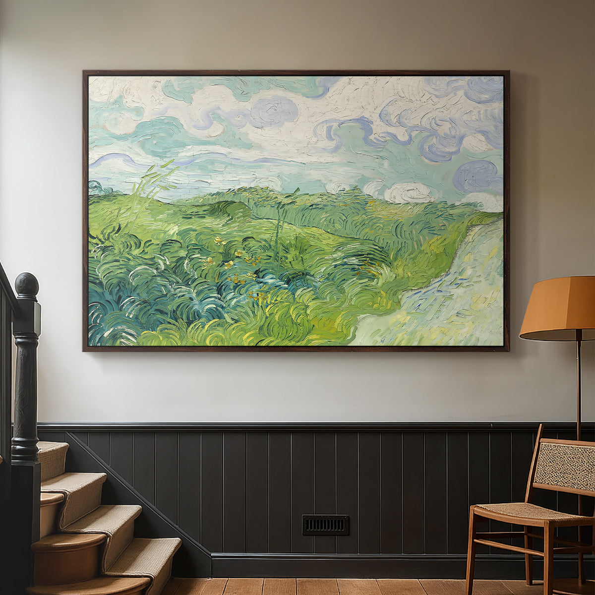 Green Wheat Field, Auvers, 1890 - Floater Framed Canvas Print