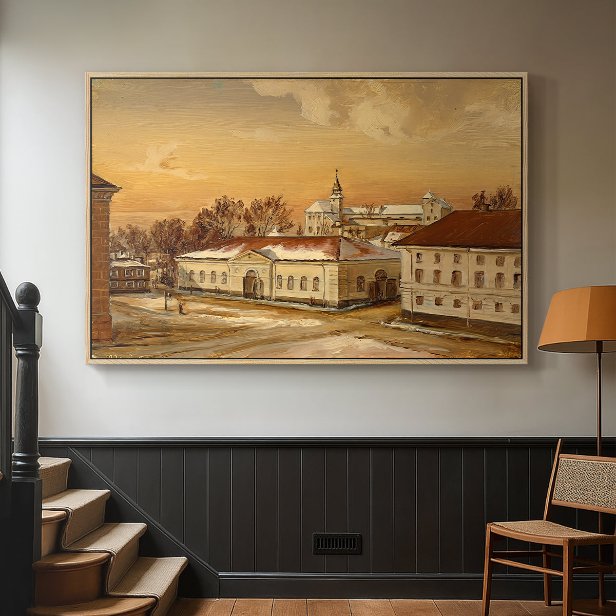 The Riding School at Akershus Castle, 1846 - Floater Framed Canvas Print