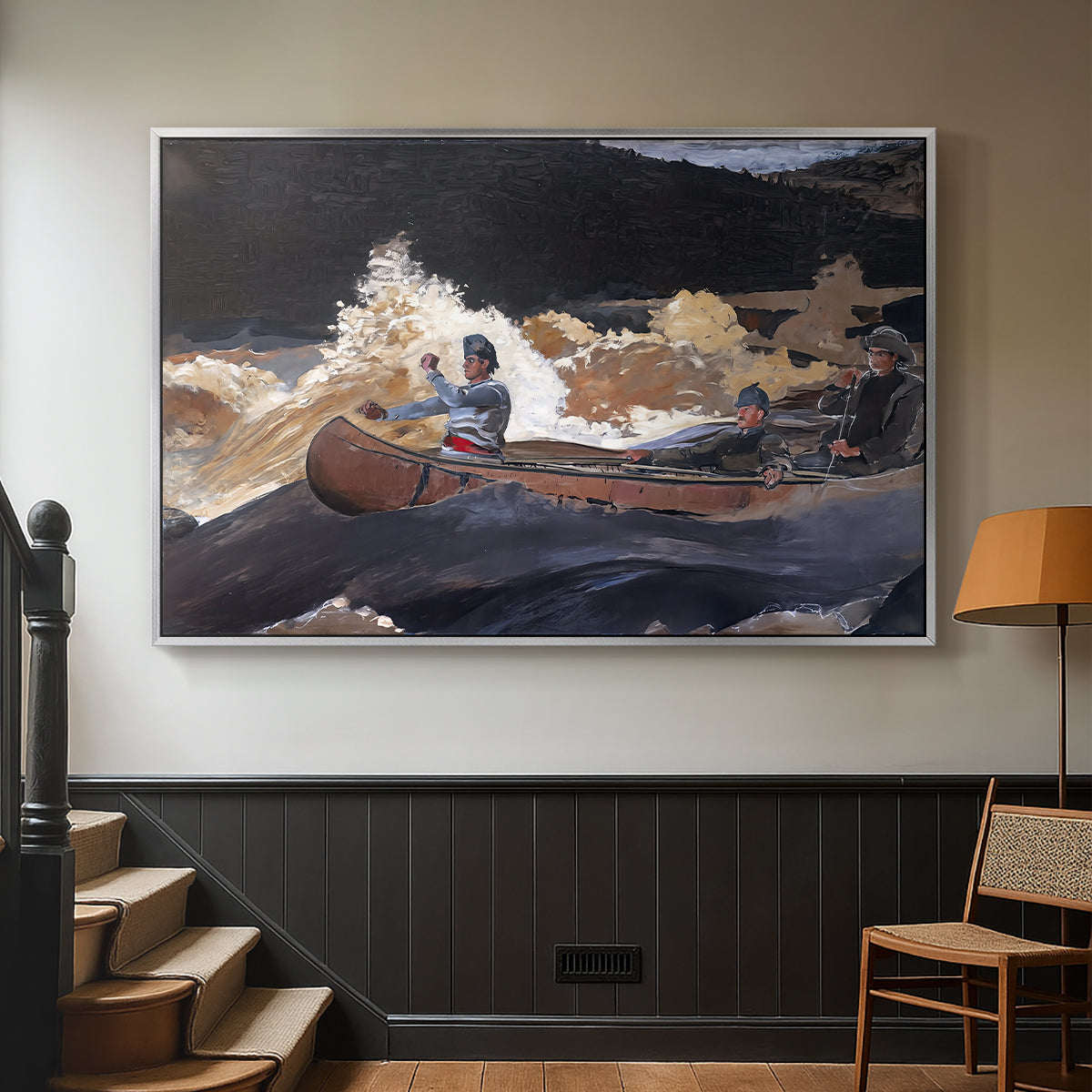 Shooting the Rapids, Saguenay River, 1905-1910 - Floater Framed Canvas Print
