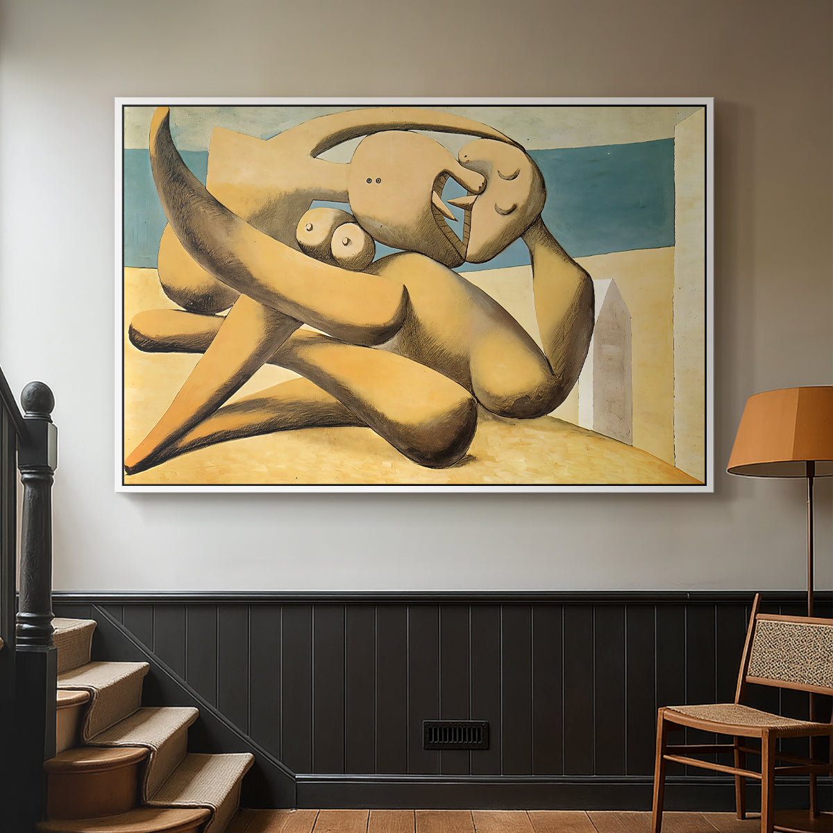 Figures at the Seaside (The Kiss), 1931 - Floater Framed Canvas Print
