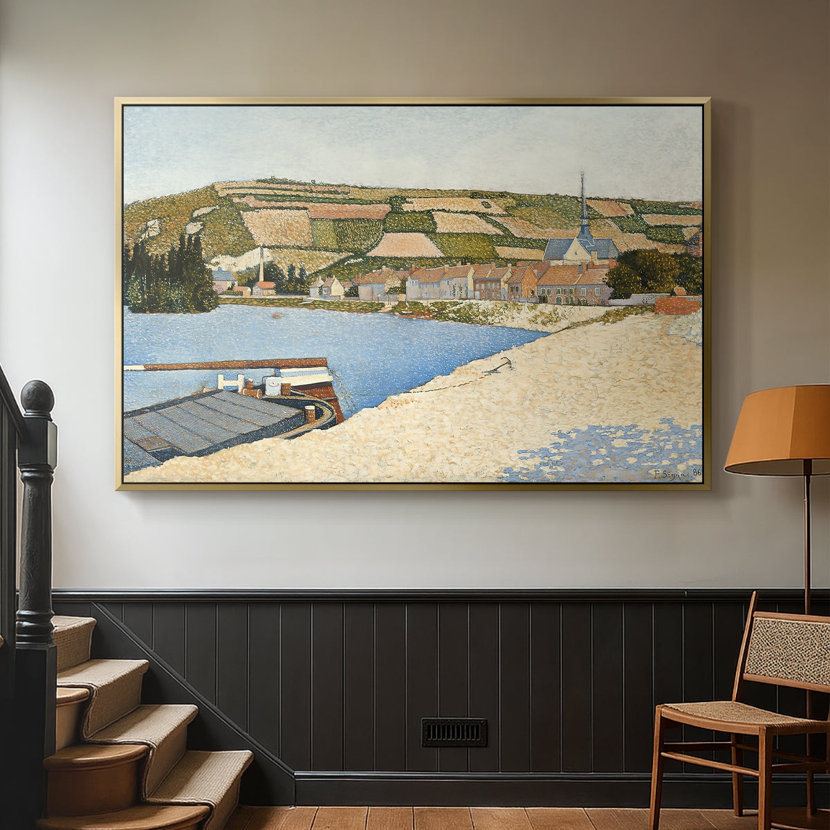 The Riverbank, Les Andelys, 1886 - Floater Framed Canvas Print