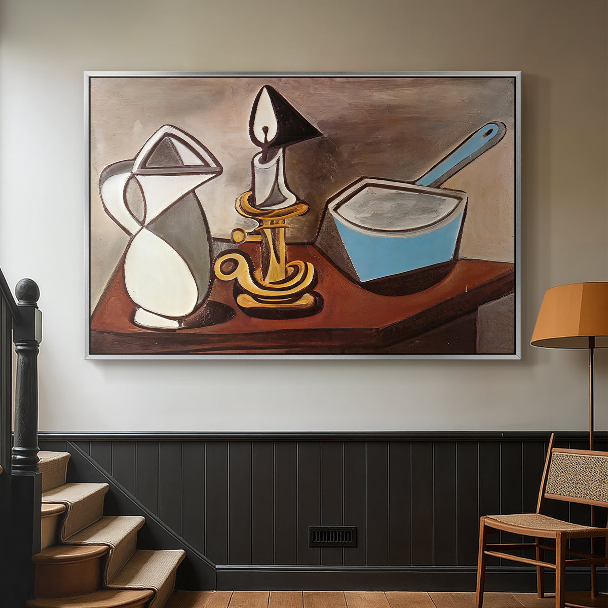 Jug, Candle, and Enamel Pan, 1950 - Floater Framed Canvas Print