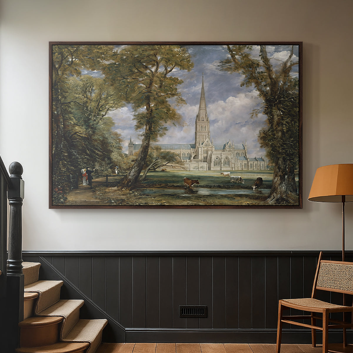 Salisbury Cathedral from the Bishop's Grounds, c. 1825 - Floater Framed Canvas Print