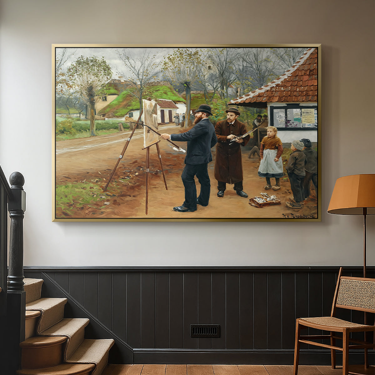 L. A. Ring Painting near Aasum Smithy, 1893 - Floater Framed Canvas Print