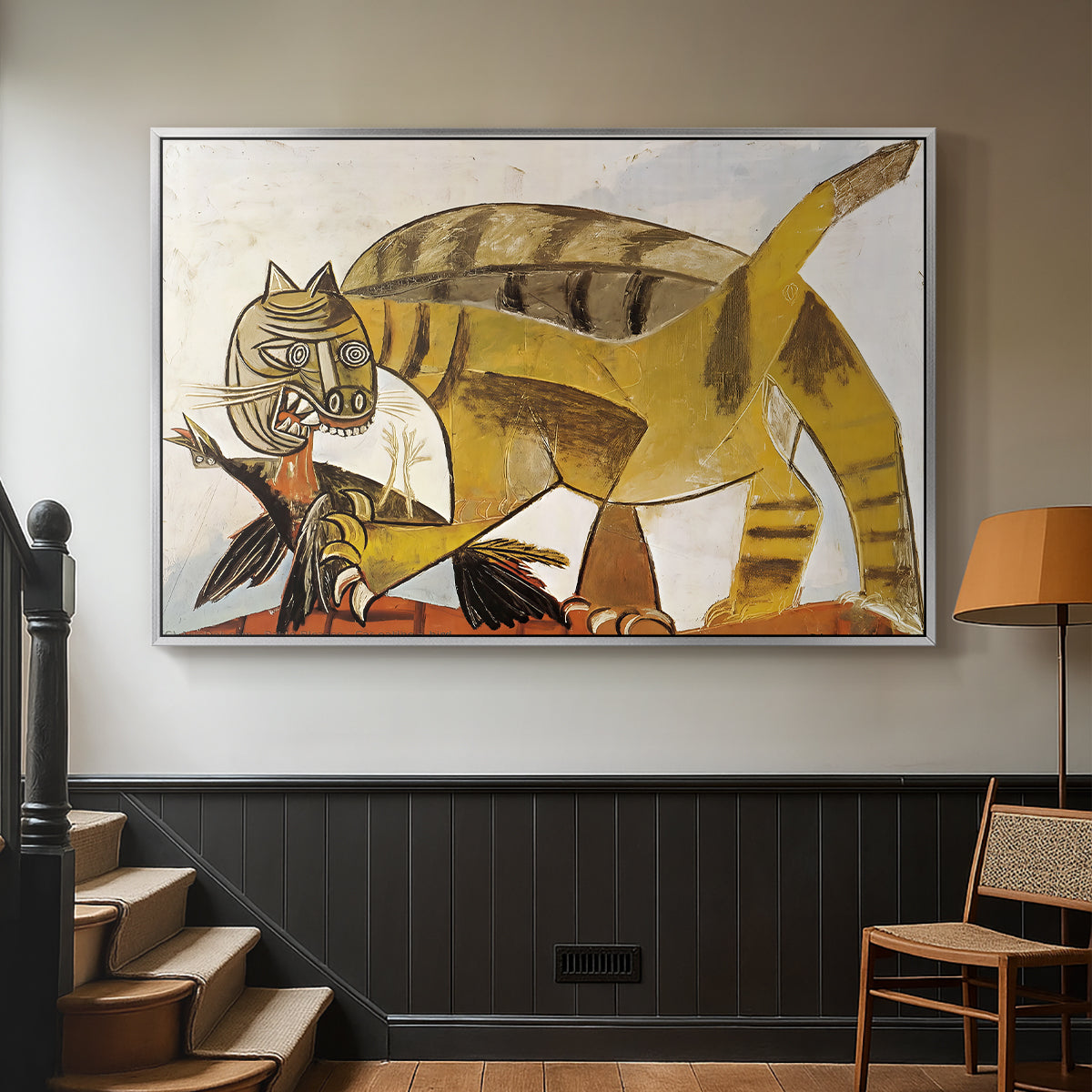 Cat Eating a Bird, 1939 - Floater Framed Canvas Print