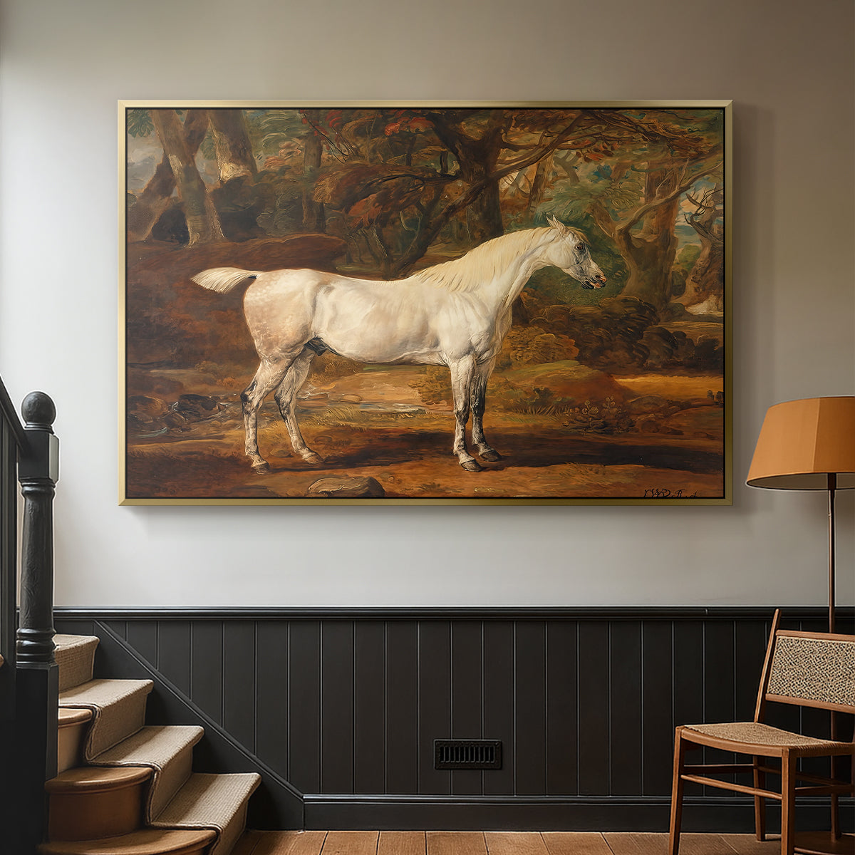 Grey Arabian Stallion, Property of Sir Watkin Williams-Wynn, c. 1817 - Floater Framed Canvas Print