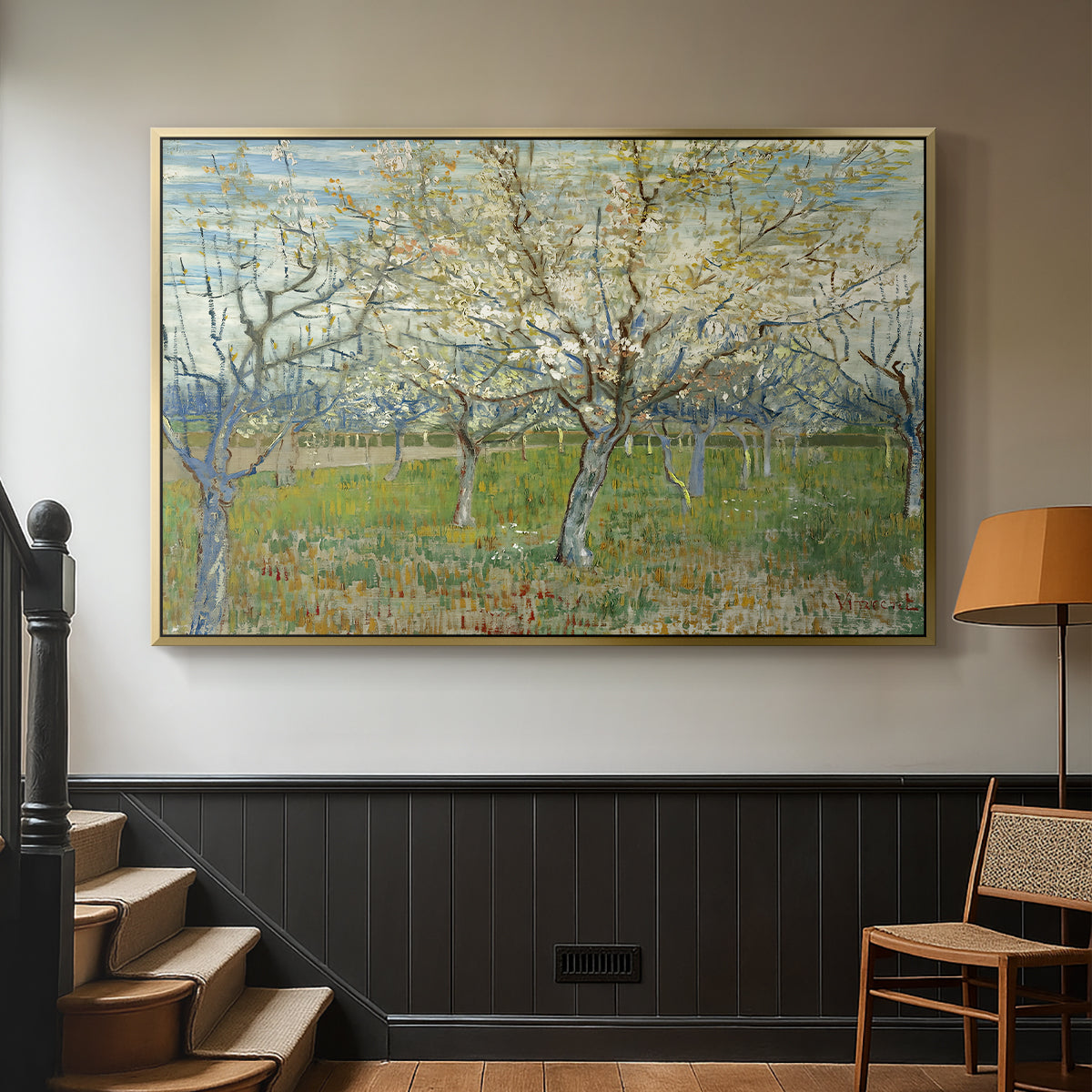 The Pink Orchard, 1888 - Floater Framed Canvas Print