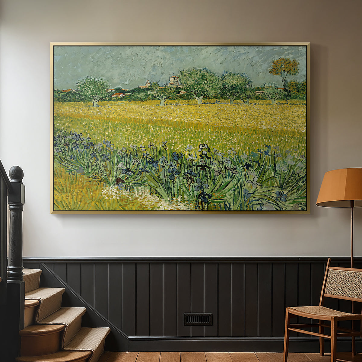 Field with Irises near Arles, 1888 - Floater Framed Canvas Print