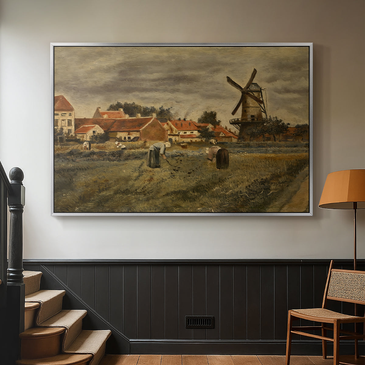 The Potato Harvest, c. 1875 - Floater Framed Canvas Print