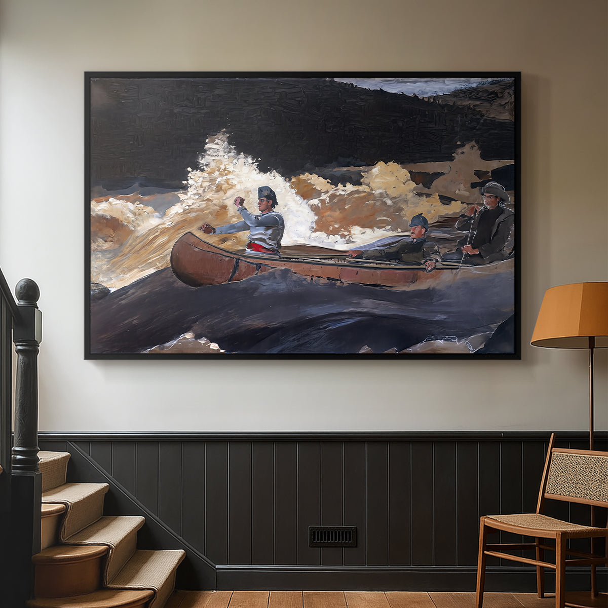 Shooting the Rapids, Saguenay River, 1905-1910 - Floater Framed Canvas Print
