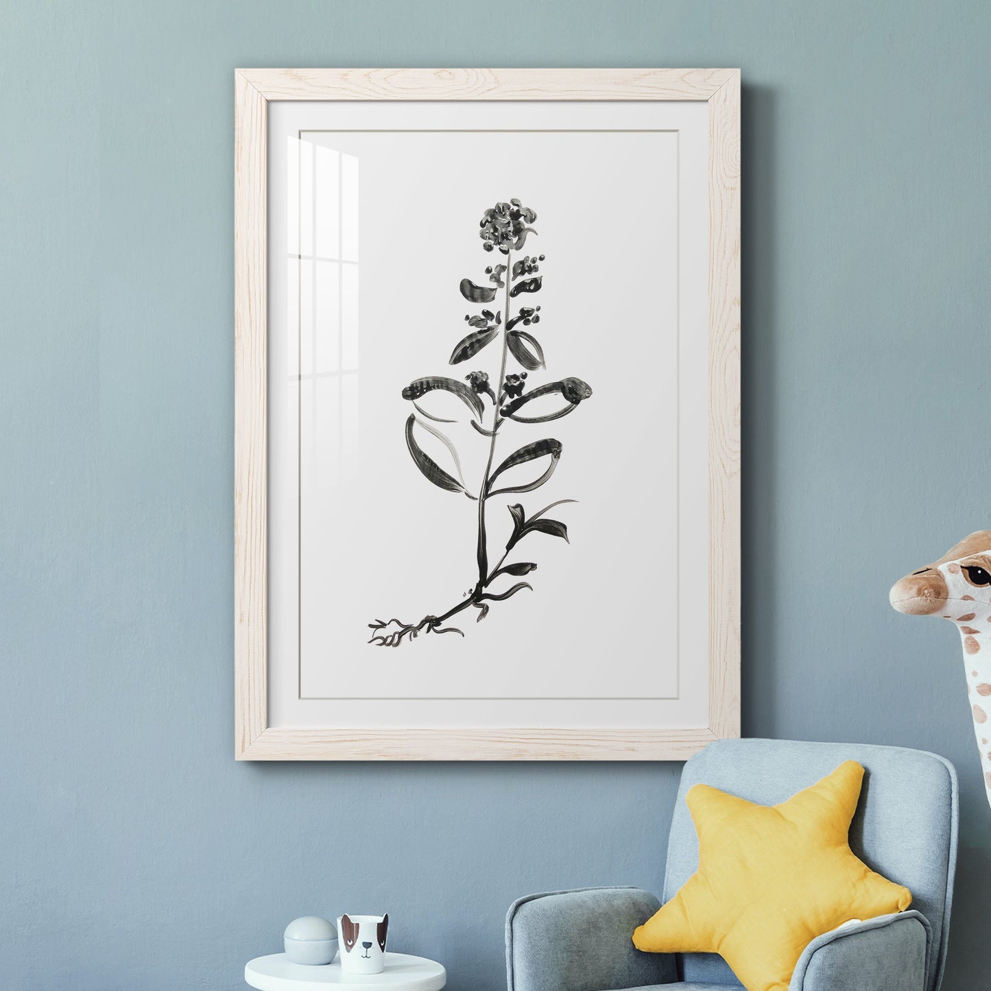 Inky Botanical III - Premium Framed Print - Distressed Barnwood Frame - Ready to Hang