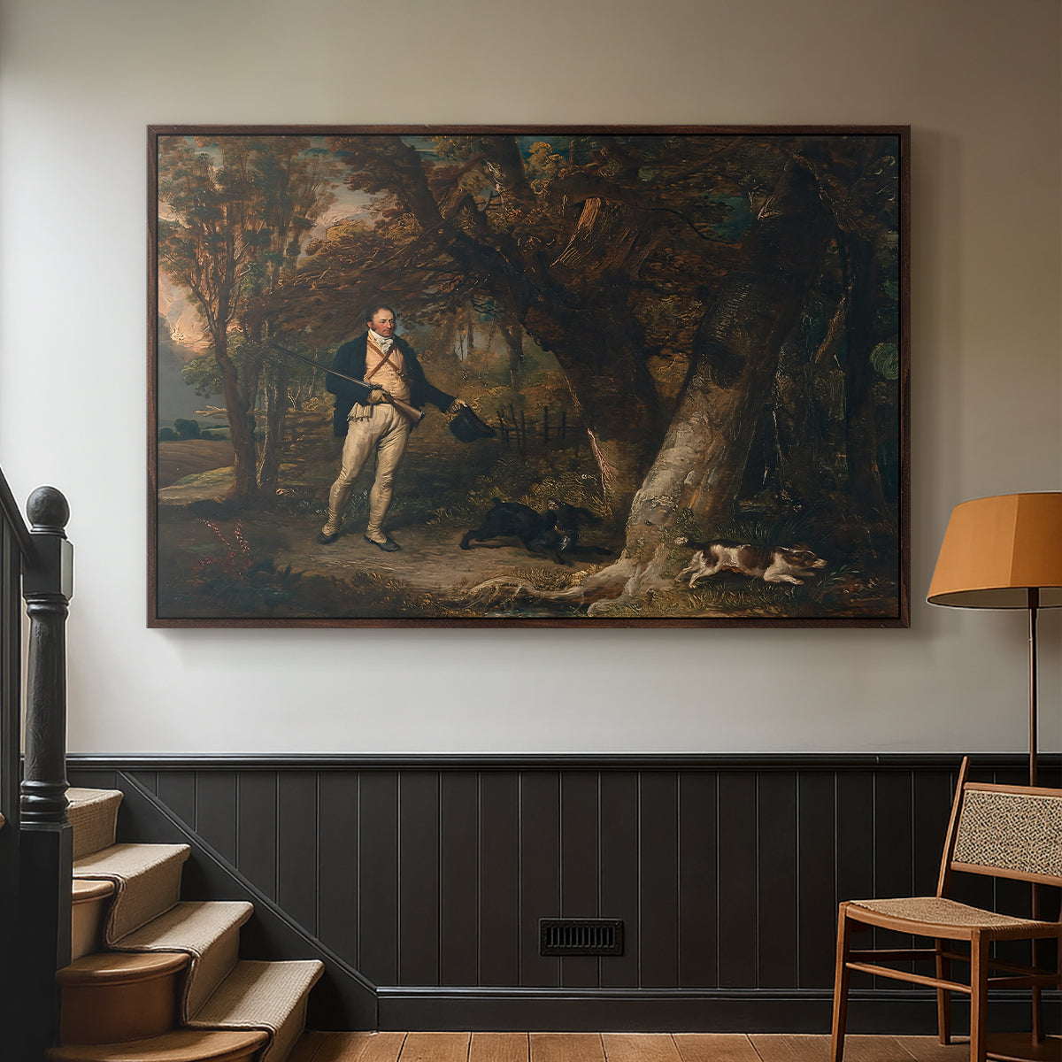 The Reverend Thomas Levett and Favourite Dogs, Cock-Shooting, 1811 - Floater Framed Canvas Print